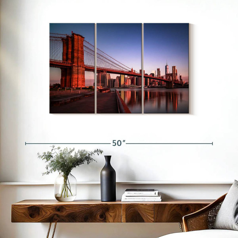 Lilie Brooklyn Bridge au lever du soleil, H 24 po x l 38 po