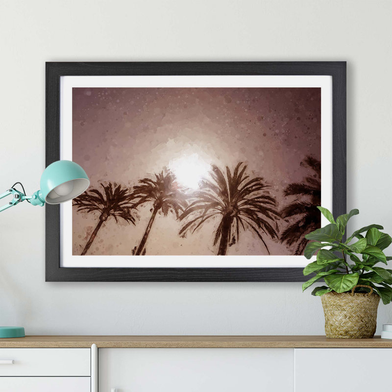 Palm Trees in the Evening - Framed Print, Black, 62cm H x 87cm W x 2cm D
