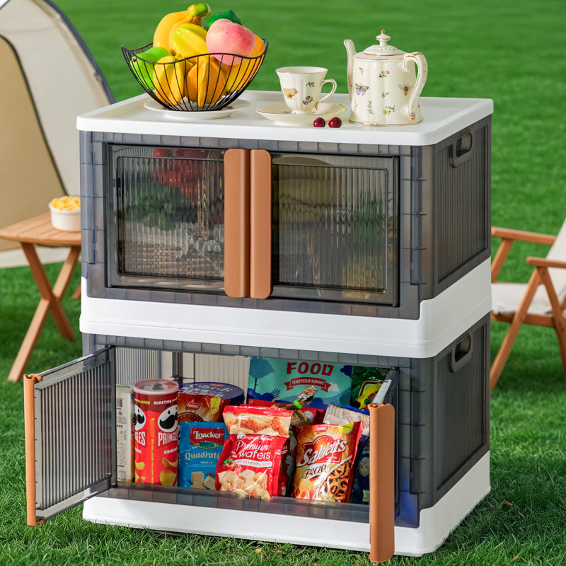 Collapsible Storage Bins With Lids, Stackable Storage Bins With Doors And Wheels