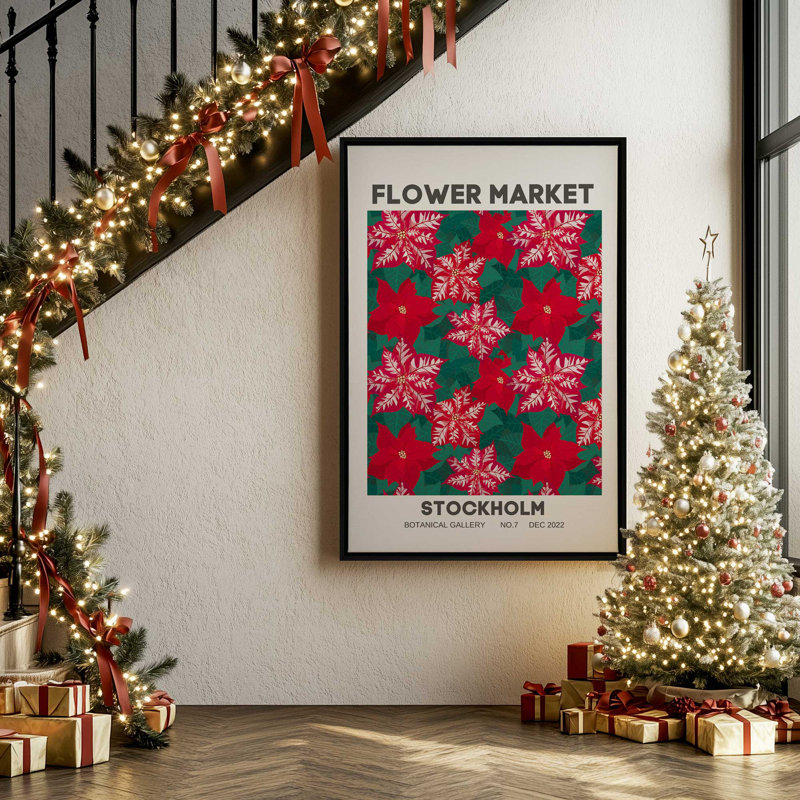«Holiday Flower Market I», reproduction sur toile, H 48,75 po x l 32,75 po, Cadre flottant brun