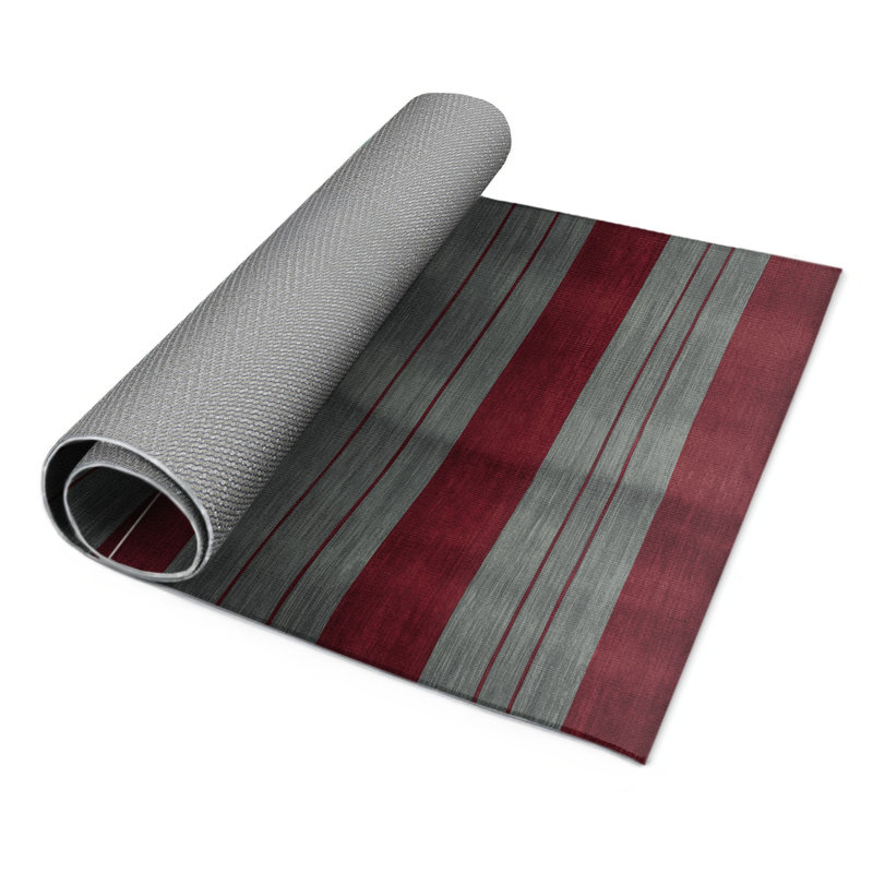 HorizontalStripes Red Indoor and Outdoor Area Rug, Rectangle 3' x 5'