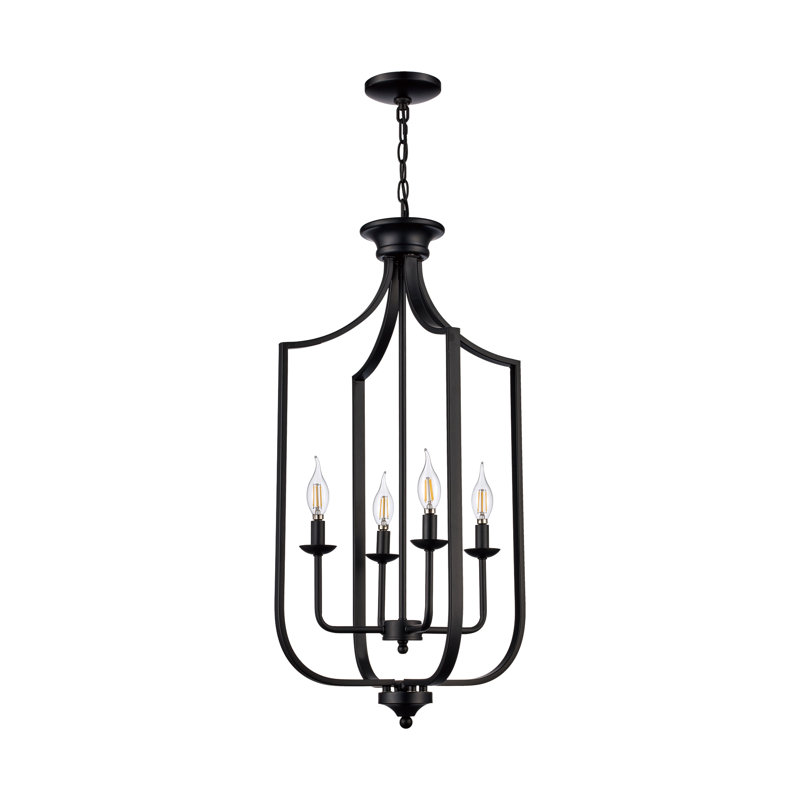 4-Light Chandelier, Noir mat, Grand