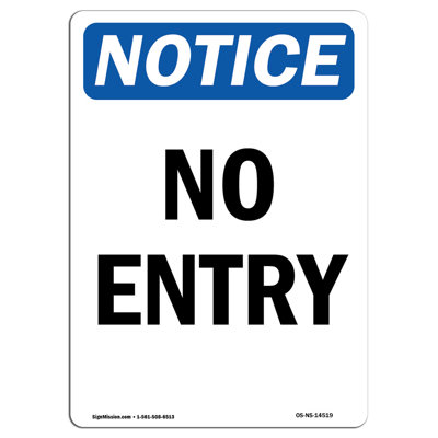 No Entry Aluminum Sign 18 x 24