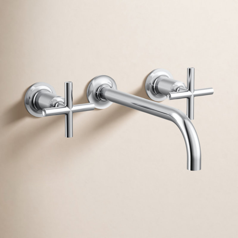 Purist® Wall Mounted Bathroom Faucet, Polished Chrome, Cross Handle