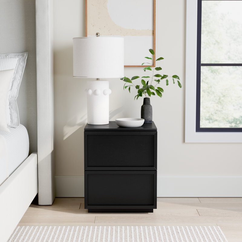 Hudson 2-Drawer 17.7" Nightstand, Black