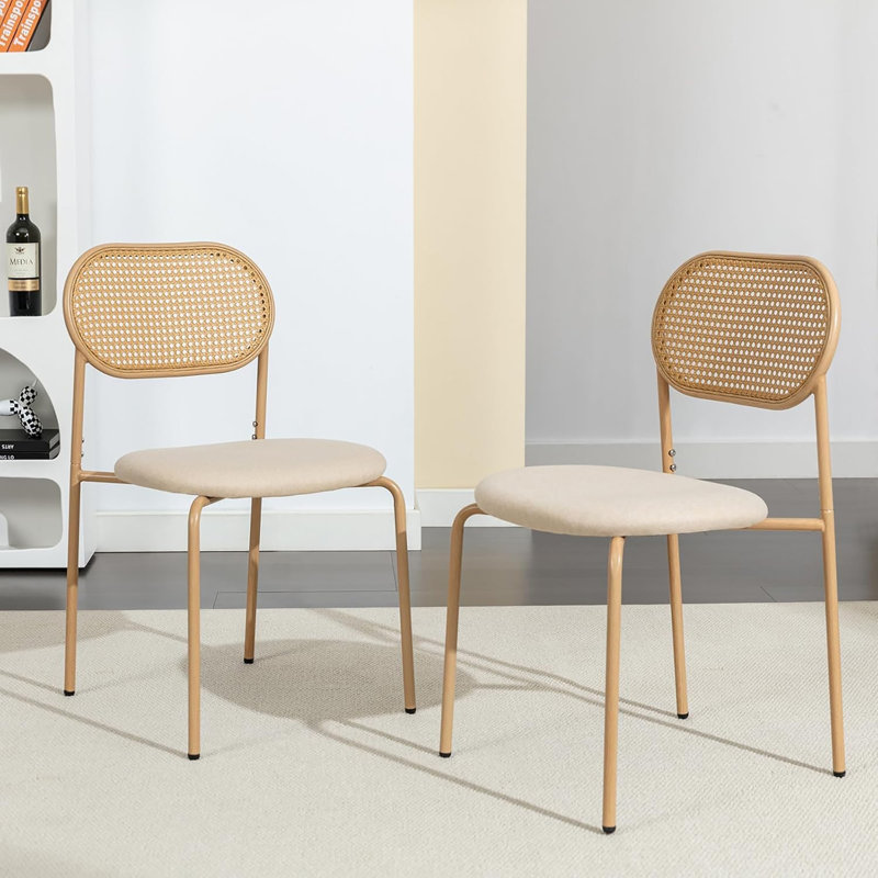 Metal Side Chair, Beige, Brown