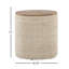 Repose-pieds de rangement en bois en laine tissée à la main beige et bois de manguier