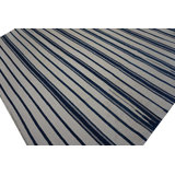 Antique Blue and White Stripes Flatwoven Indian Cotton Dhurrie Room Size Rug
