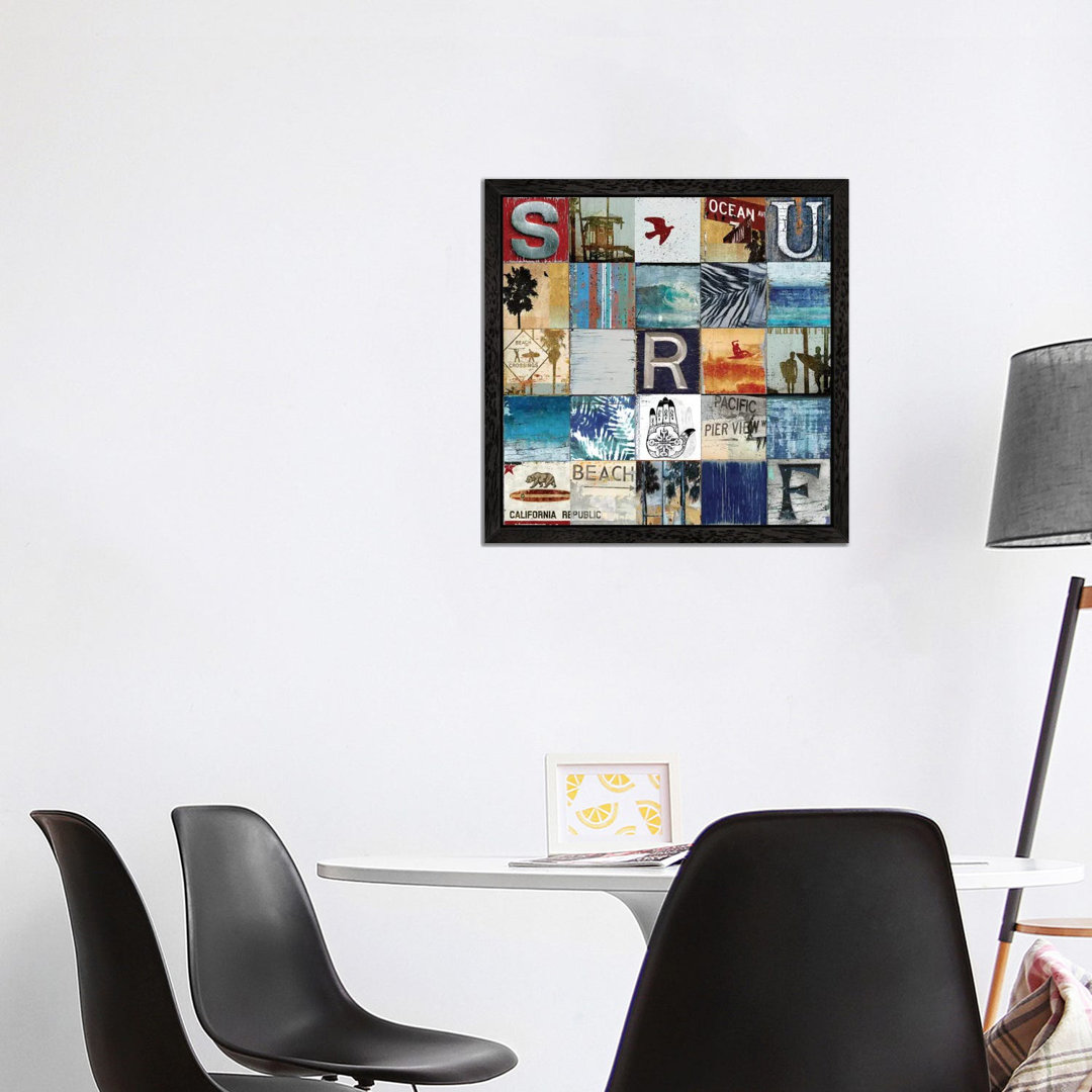 Surf City by Charlie Carter - Floater Frame Painting on Canvas