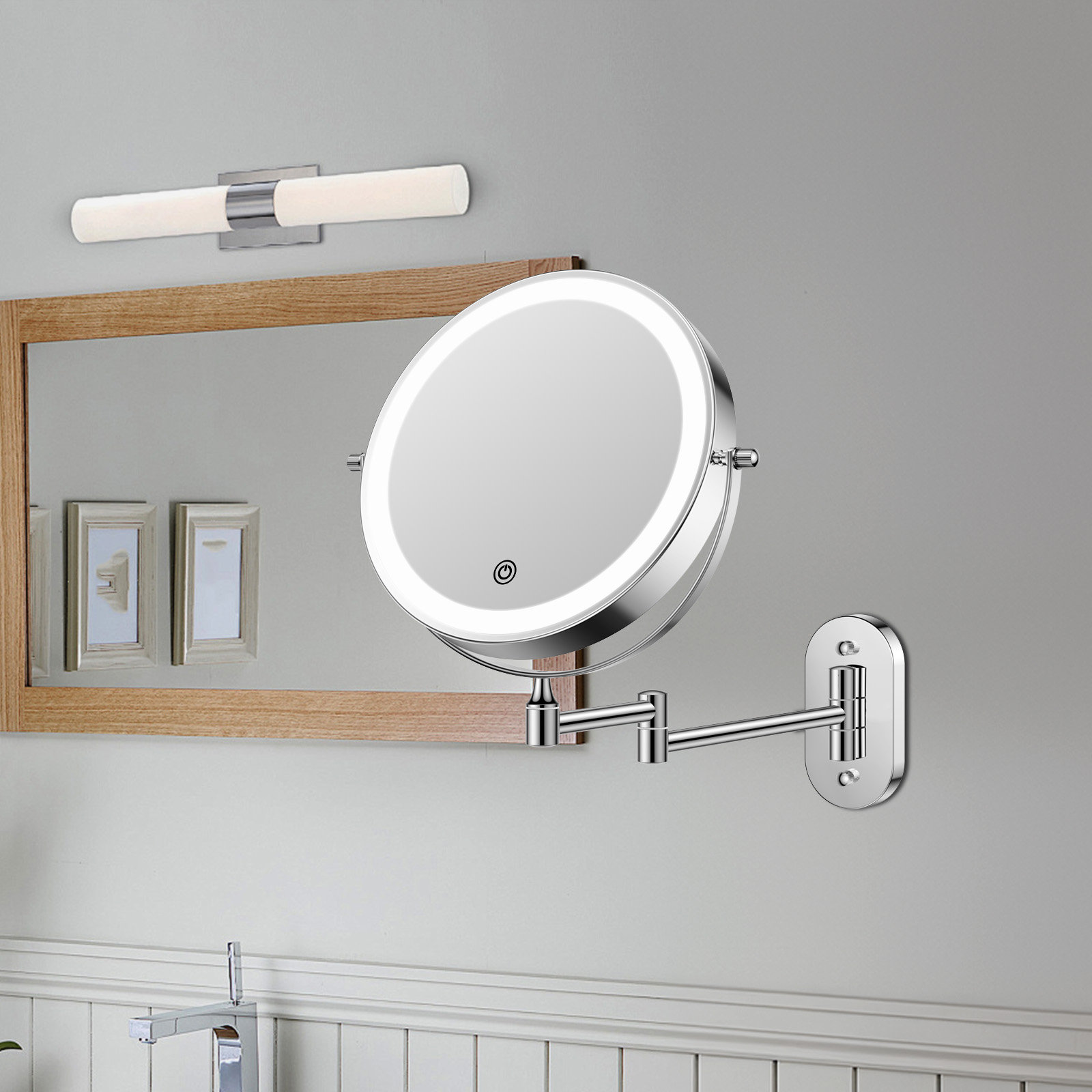 Wrought Studio Vanna Round LED Lighted Magnifying Bathroom Wall Mounted