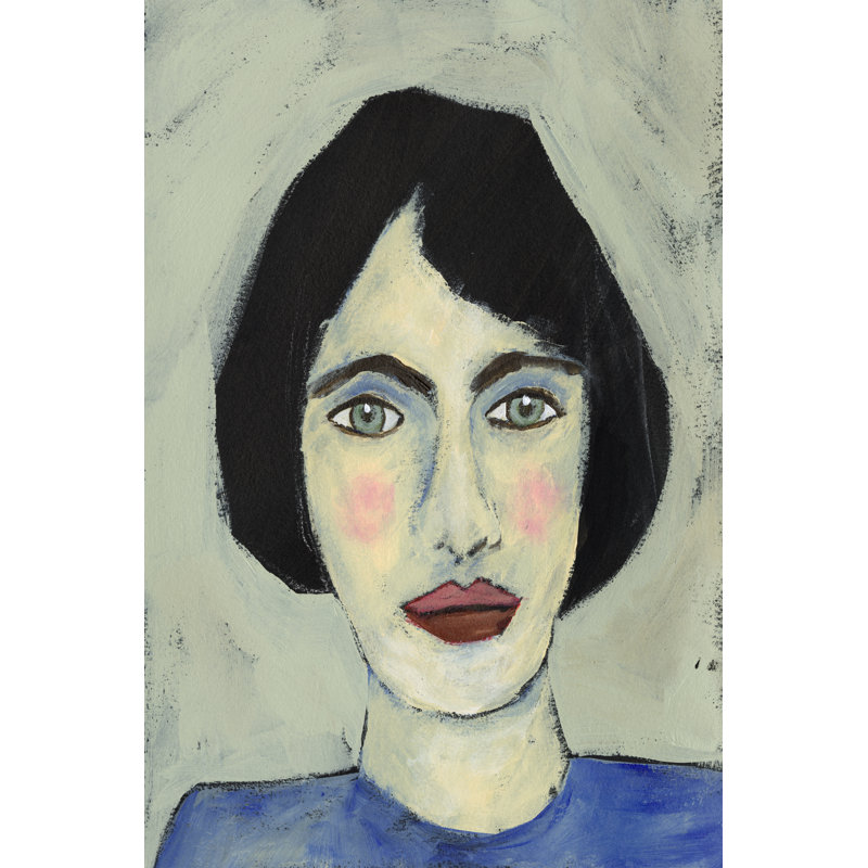 Green Eyed Girl I by Regina Moore - Painting, 76cm H x 51cm W, Black Floater Framed