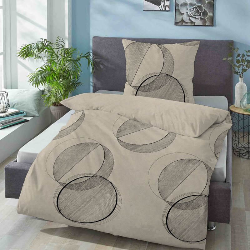 Flannel 30 TC Duvet Cover Set, 155 x 220 cm, Putty