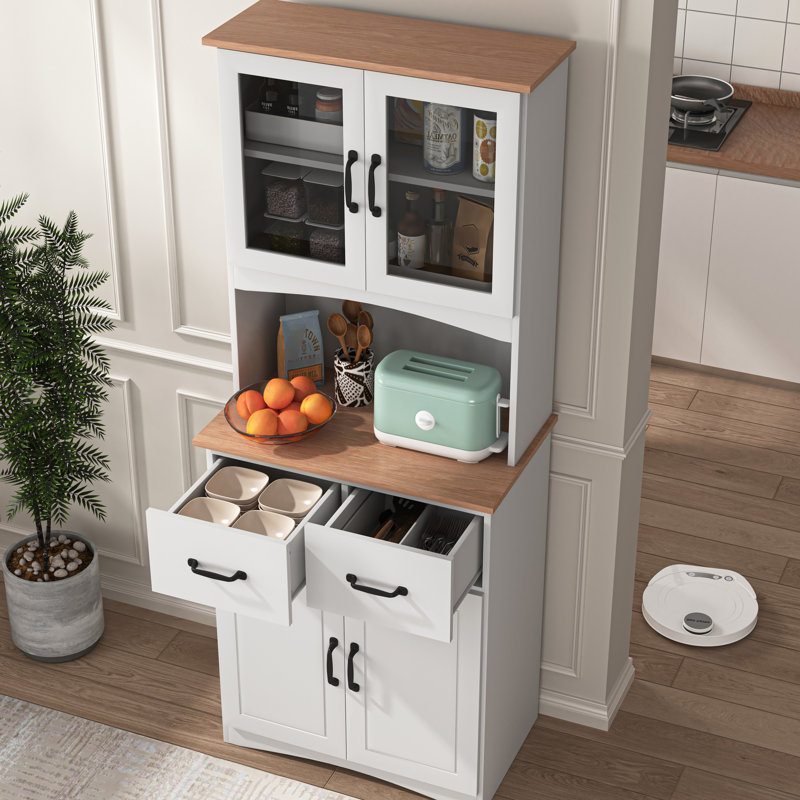 Cuisine blanche avec tiroirs - Espace suffisant pour les ustensiles et les appareils électroménagers Armoire de rangement fonctionnelle