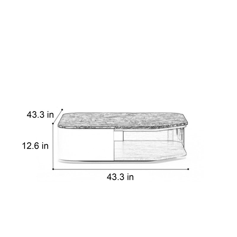 Table basse italienne en marbre minimaliste, H 12,6 po x l 43,3 po x P 43,3 po