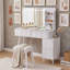 Bureau de coiffeuse avec miroir, armoire d'appoint, tiroirs et tabouret