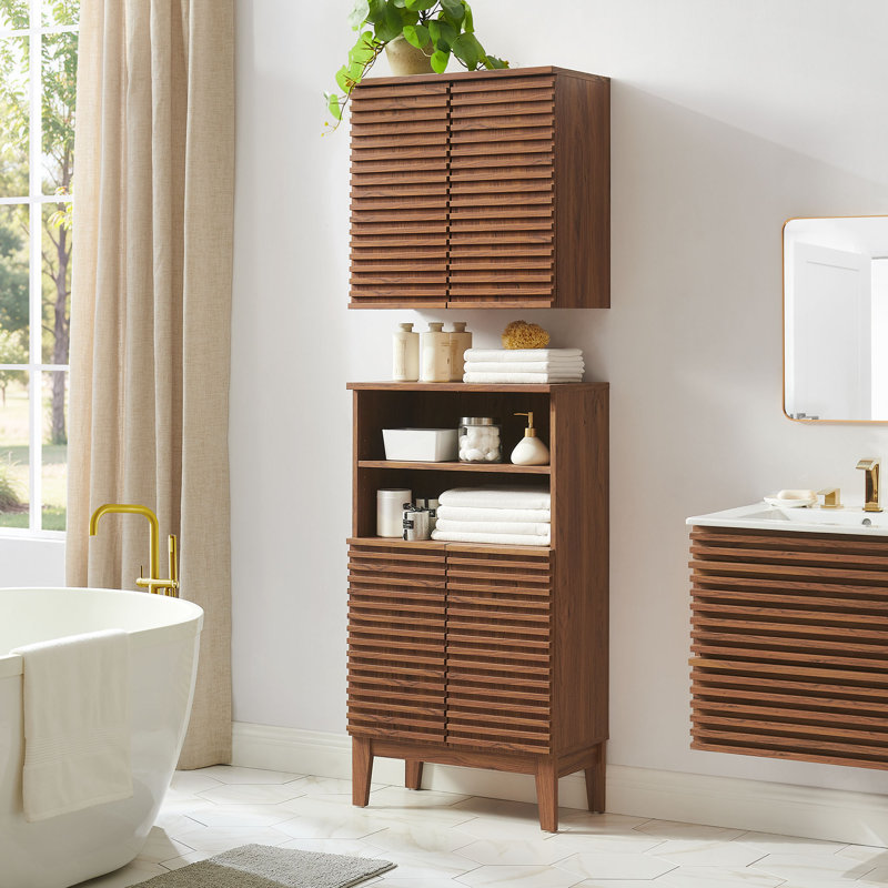 Render Bathroom Cabinet Set, Walnut