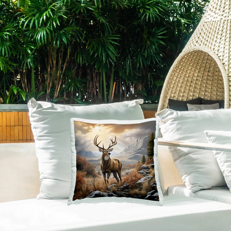 Majestic Elk Mountain Scenery Printed Outdoor Throw Pillow Design by Jim Baldwin