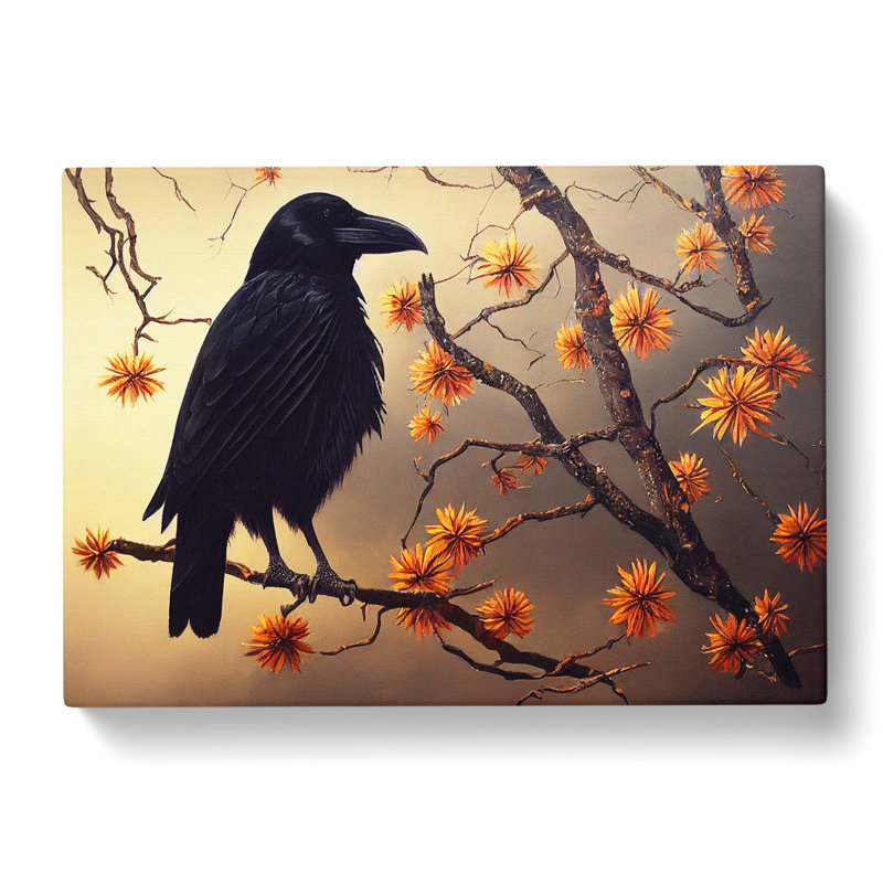 Eye Catching Crow Bird - Wrapped Canvas, 35cm H x 50cm W x 3cm D