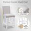 Ensemble de 5 pièces de table de cuisine en bois à hauteur de comptoir, de table carrée et 4 chaises rembourrées (blanc, cristal) et ensemble de chaises-2117898347