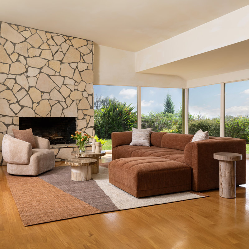 Magda 113" Wide Upholstered Sofa, Terracotta, Topanga Oat