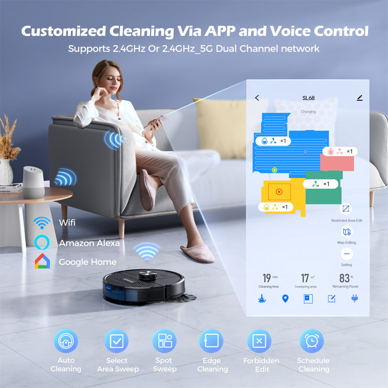 Balai robot aspirateur et laveur 4500Pa