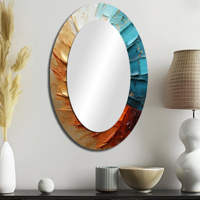 Miroir mural ovale doré et bleu