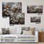 Ailes de papillon doré blanc et fleurs III - Art floral acrylique, décoration murale-101524680