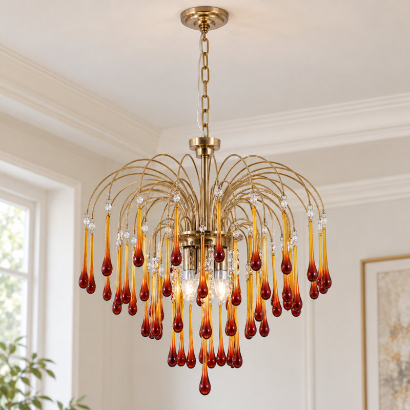 Lustre rétro en cristal 22 po