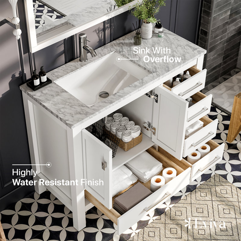 London 42" W Single Bathroom Vanity Set, White