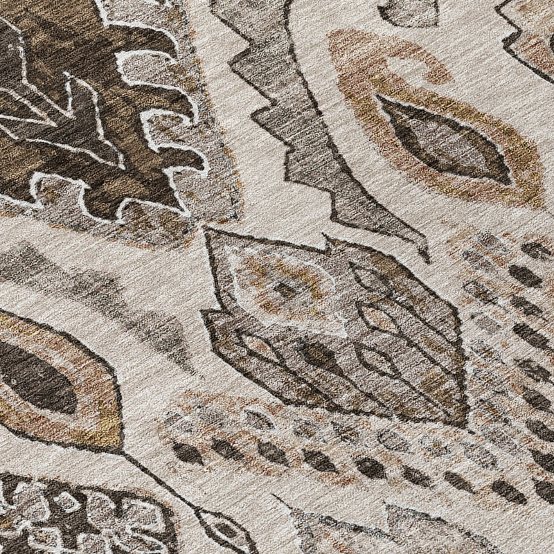 Tapis rond brun et beige 8 po
