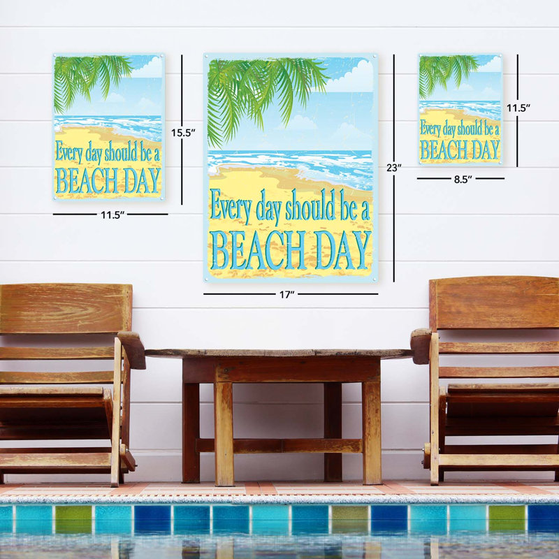 Panneau métallique «Every Day Beach Day», H 15,5 po x l 11,5 po x P 0,04 po