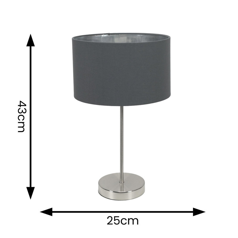 Dadiva Brushed Chrome Stem Table Lamp with Velvet Reni Shade, 43cm H x 25 cm W x 25cm D, Yes, Gold Base/Blush Shade 