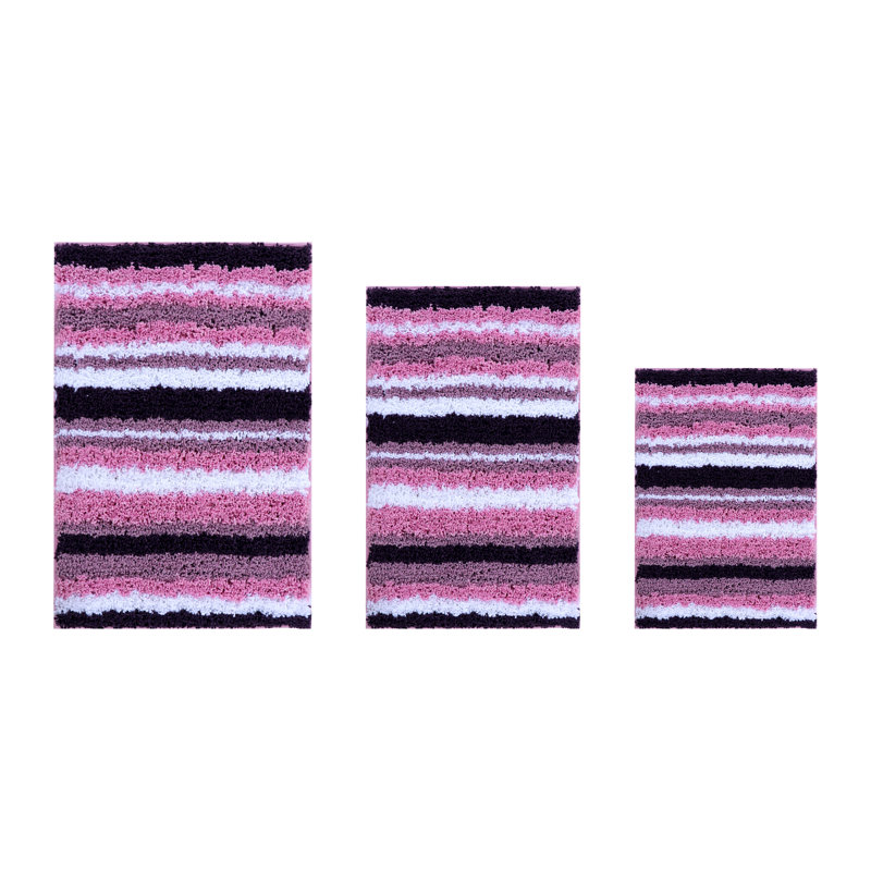 Griffie Non-Slip Bath Rug, Purple, 3 PCs Set (17" x 24" | 24" x 36" | 20" x 60")