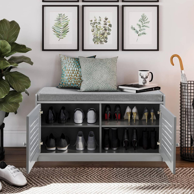 Shoe Storage Bench, Gray