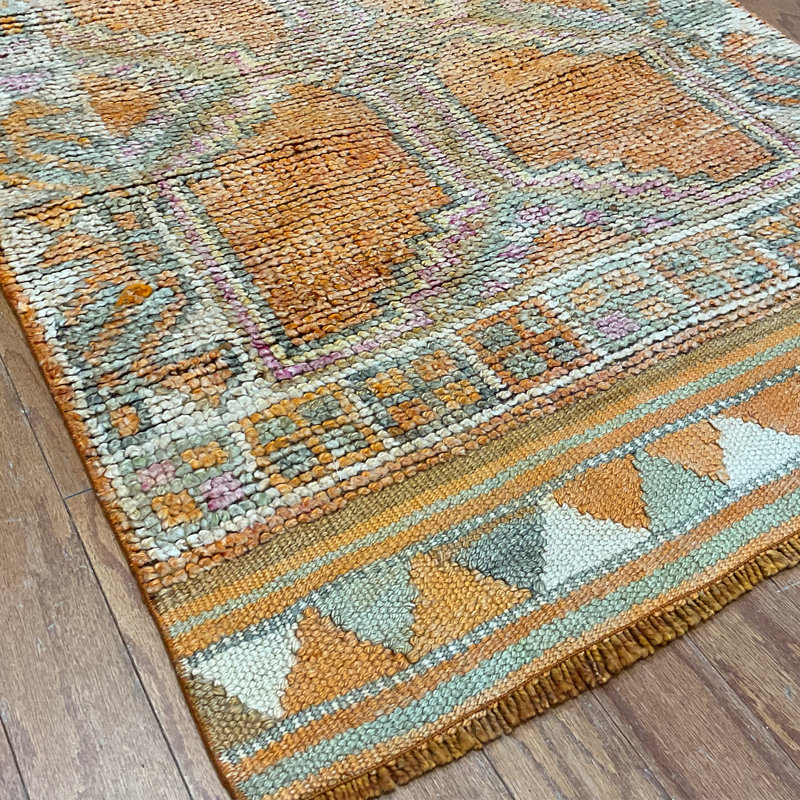 Handmade Turkish Oushak Wool Runner