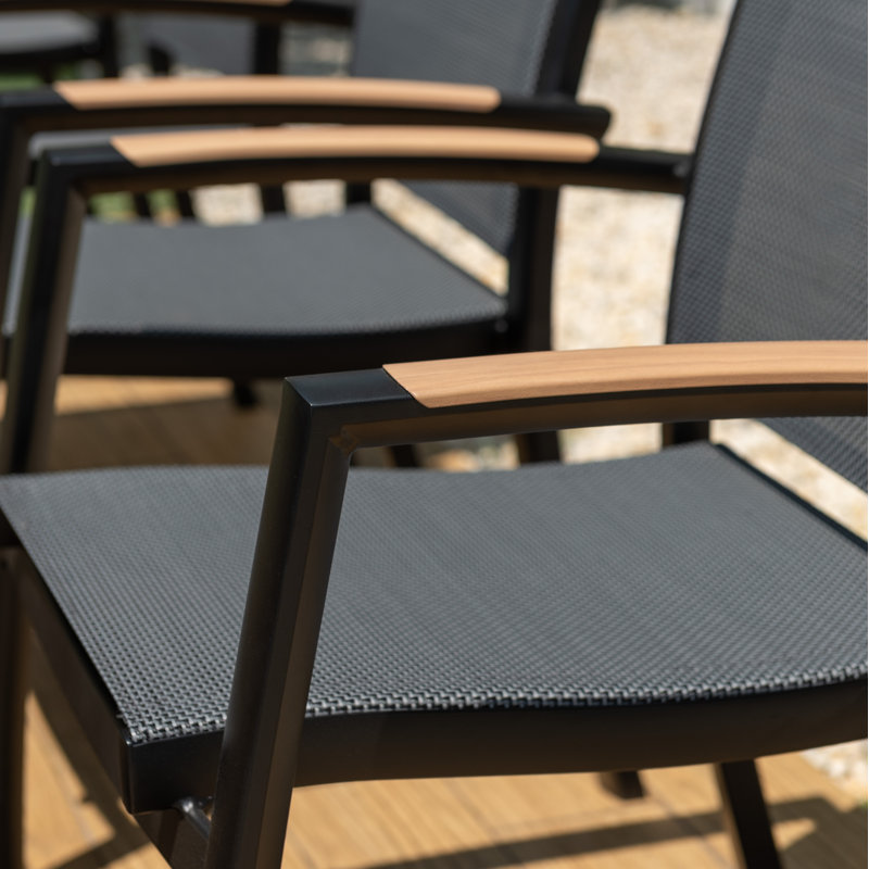 Chaise de salle à manger d'extérieur empilable en aluminium thermolaqué Briceton