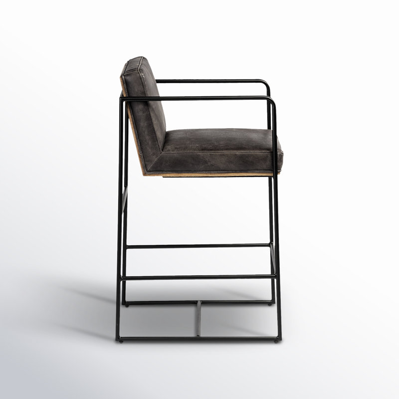 Sidney Genuine Leather Stool, Brown