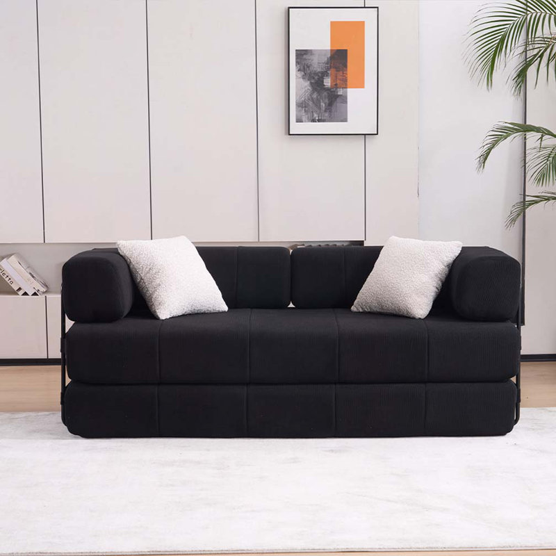 Canapé-lit pliant, canapé-lit convertible 78,5 po avec 2 coussins, Vert