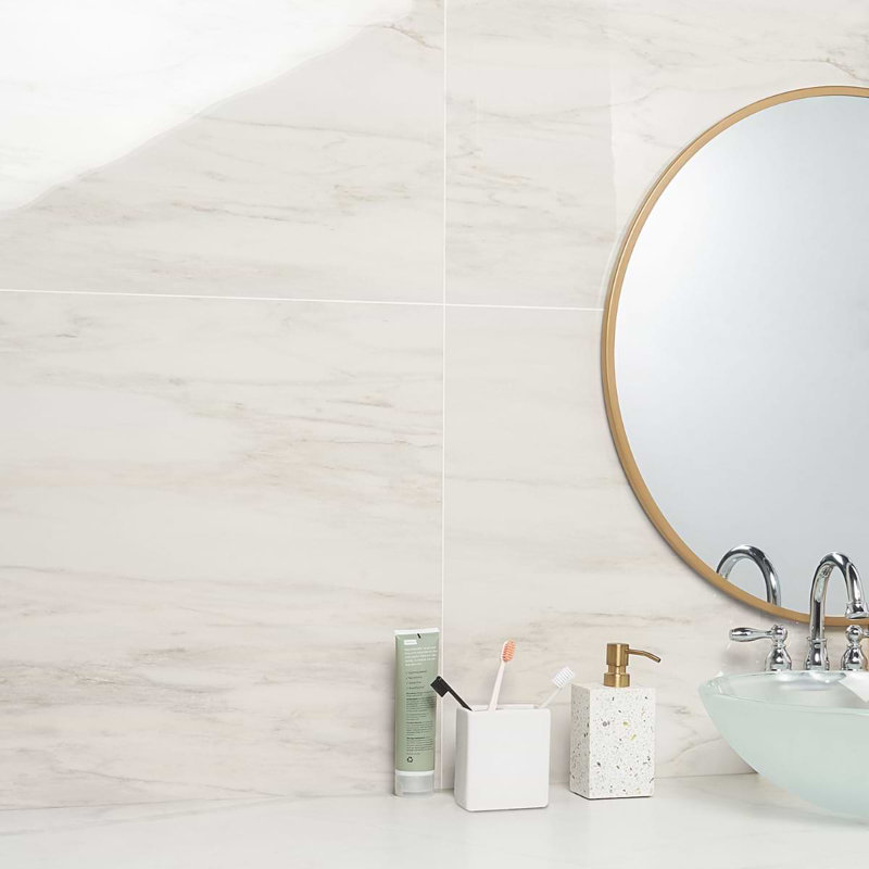 Dreamstone 24X24 Polished Porcelain Tile, Dolomite Snow Polished