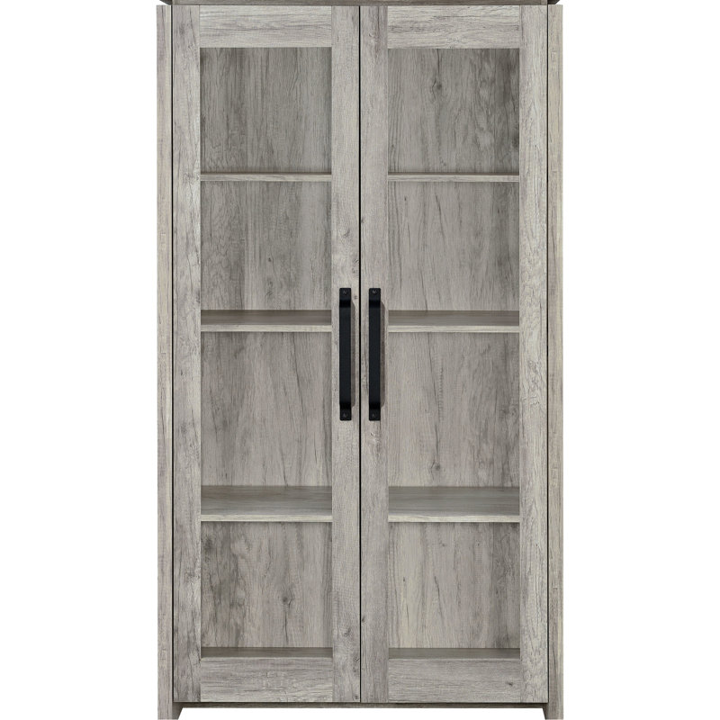 Armoire en bois d'ingénierie gris à 2 portes en bois d'ingénierie avec finition lisse pour une organisation de style bord de mer dans le salon