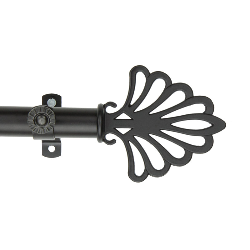 Tringle à rideaux simple réglable 28 "à 48" 0,81 "à baie vitrée, Noir, 18 po - 28 po (chaque côté)