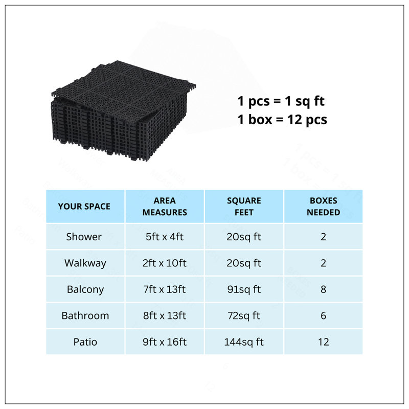 Carreaux de terrasse 12 x 12 pouces, imperméables et antidérapants pour une utilisation extérieure et intérieure, capacité de poids élevée, motif de rosette, paquet de 12