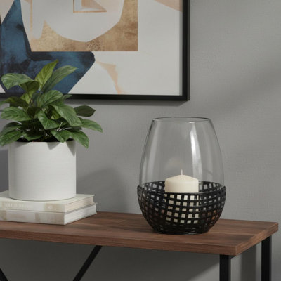 Porte-bougie ouragan 10 po en métal et verre