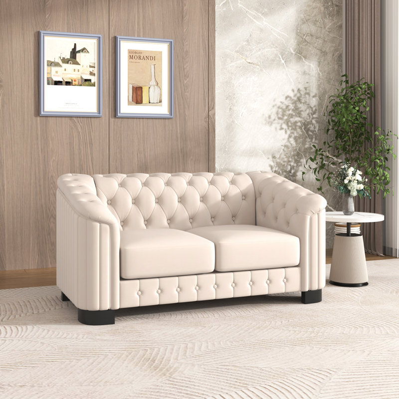 64.3" Velvet Upholstered Loveseat Sofa,Modern Loveseat Sofa with Thick Removable Seat Cushion,2-Person Loveseat Sofa Couch for Living Room,Bedroom,or Small Space