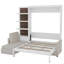 Lit escamotable peu encombrant avec canapé, panneau de fibres à densité moyenne et lin, style moderne pour les maisons compactes