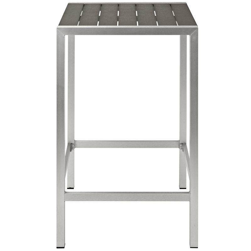 Petite Silver Gray Aluminum Square Outdoor Bar Table