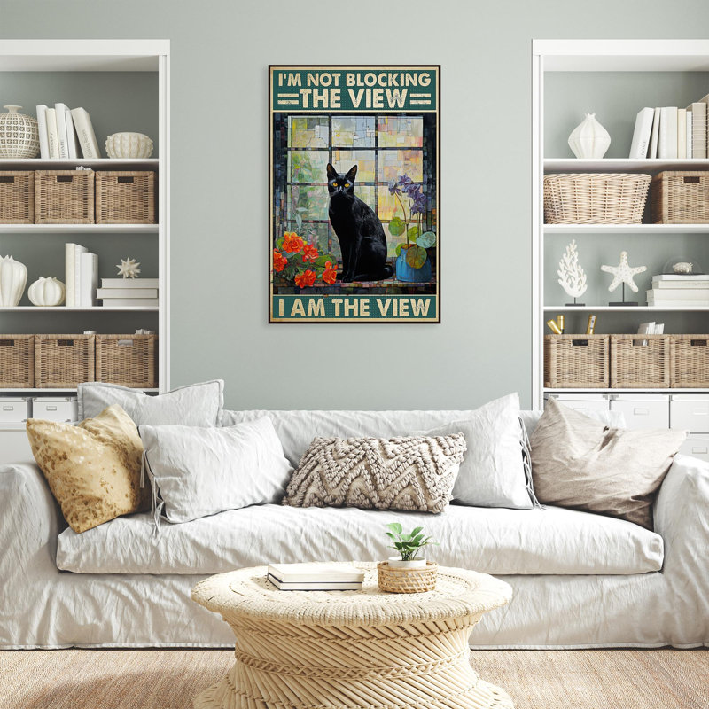 «Black Cat I Am The View» - Graphiques rectangulaires 1 pièce «Black Cat I Am The View», H 20 po x l 16 po x P 1,25 po