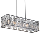 Marchand 5-Light Crystal 35.5"W in Black Dimmable & Adjustable Height Kitchen Island Pendant Light