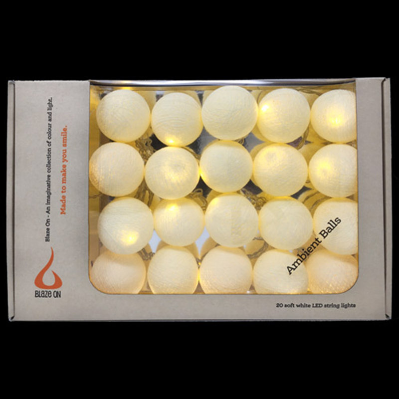 Misti LED Cotton Ball String Light, 20 Lamps - 5 Metre Long