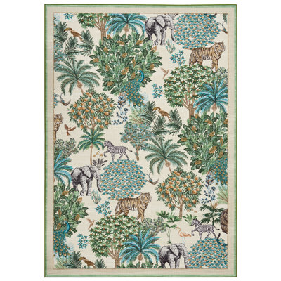 Tapis de couloir lavable à imprimé jungle pour salon et chambre à coucher